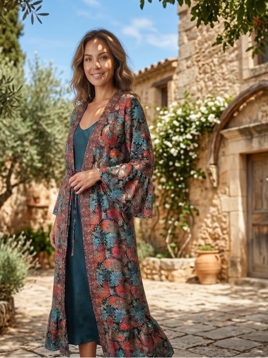 Other - 0895. 🎉🎉Hostess Pick🎉🎉 100% Silk Colorful Paisley Kimono